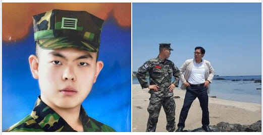 왼쪽은 곽상도 국민의힘 의원 아들의 군복무 시절 모습. 오른쪽은 송석준 국민의힘 의원 부자의 모습.